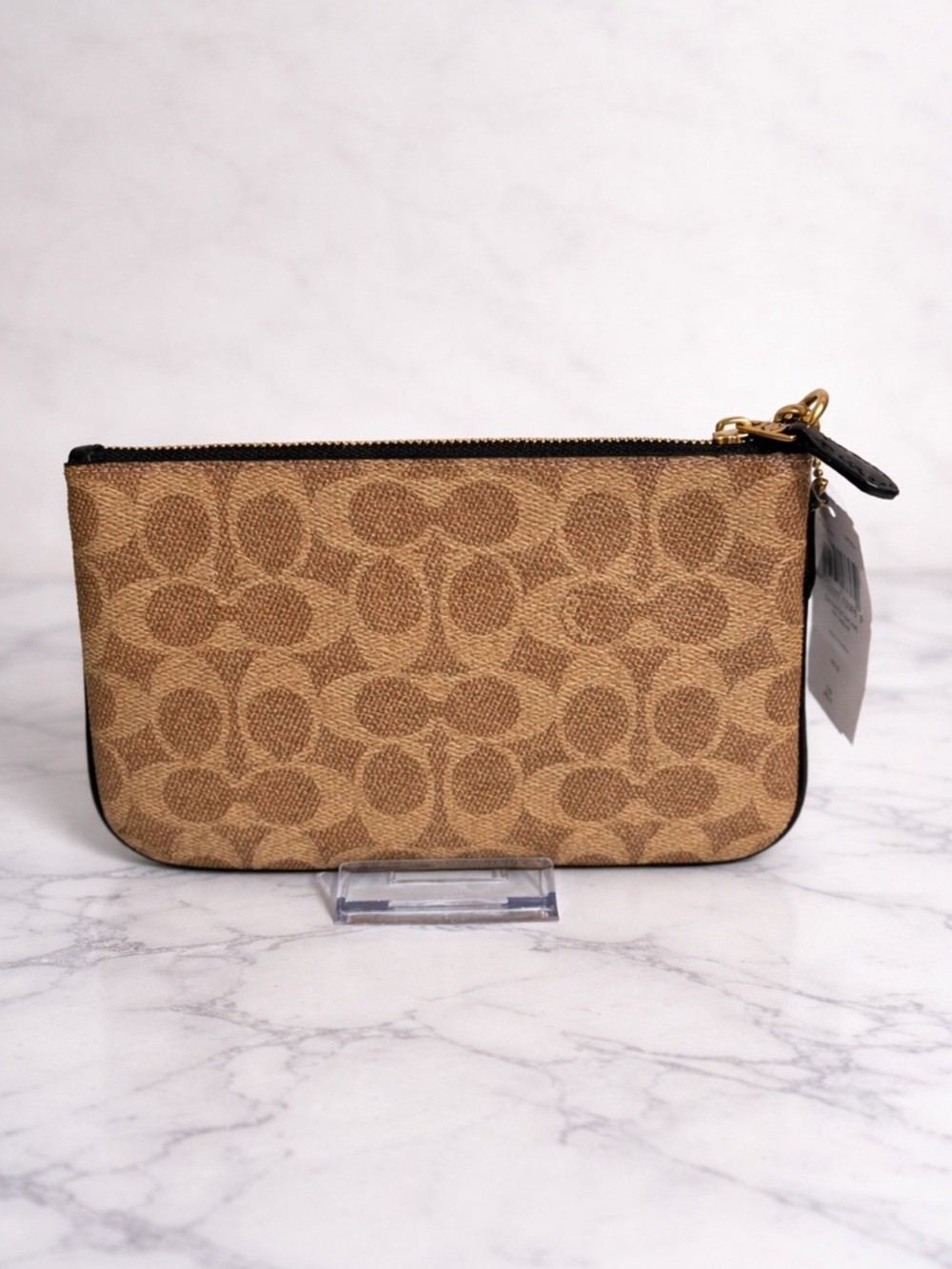 Coach Corner Zip Wristlet In Signature Canvas With Stripe - Picture 5 of 6